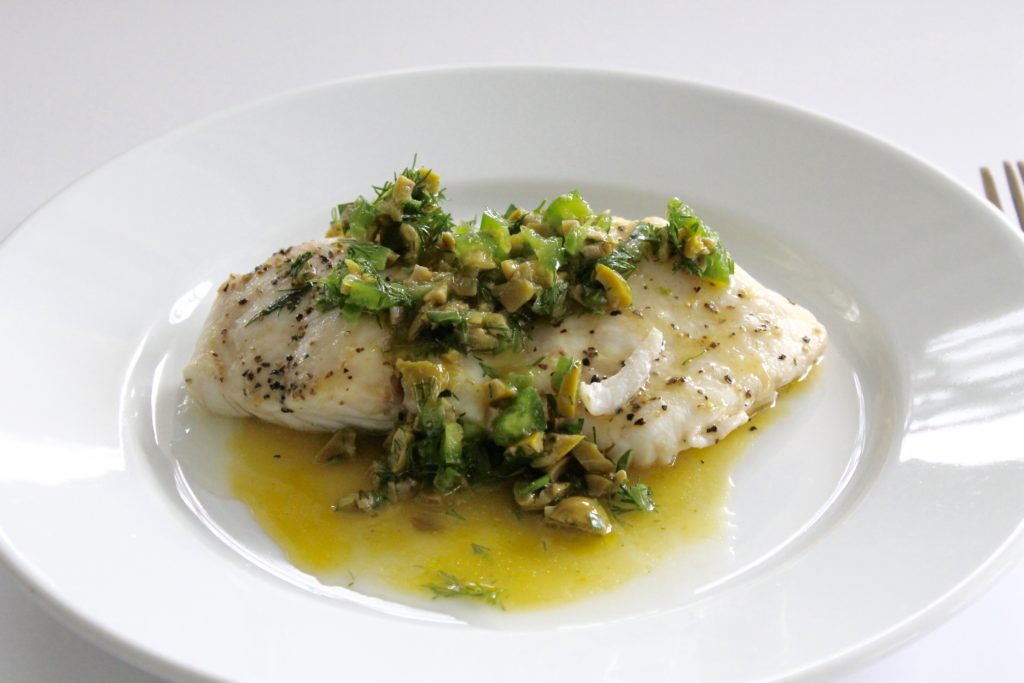 Steamed Grouper with Martini Relish and Sour Orange Sauce – Shredded Sprout